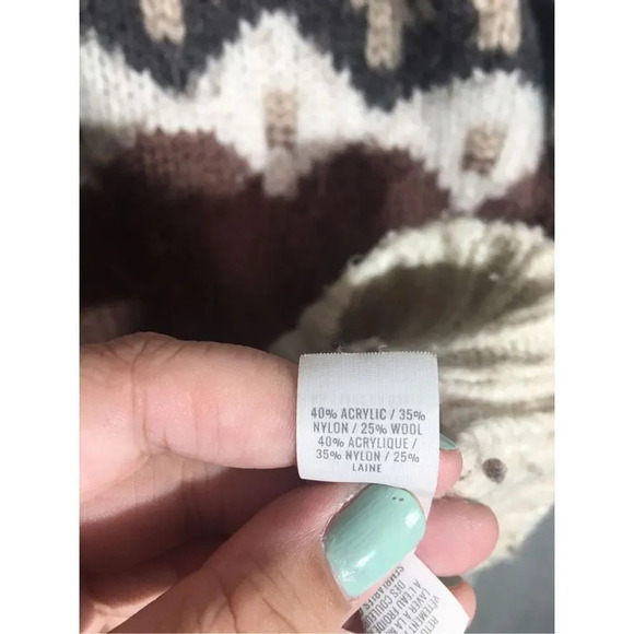 Womens Aerie Wool Blend Sweater Fair Isle Grandma Grandpa Thick Minimalist Earth - Picture 6 of 7